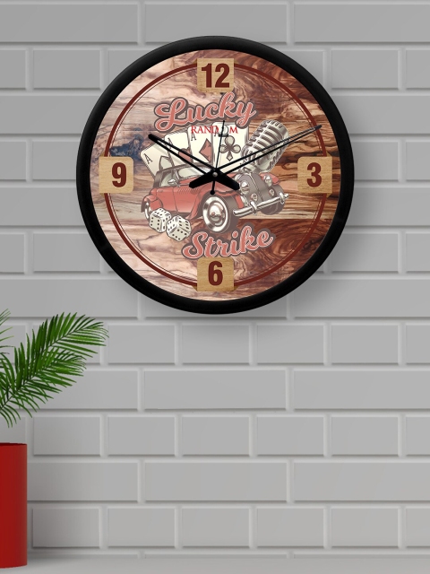 

RANDOM Brown & Black Round Printed 30.48 cm Analogue Wall Clock