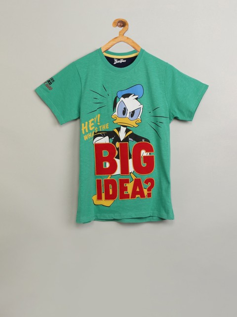 

max Boys Green Printed Round Neck T-shirt