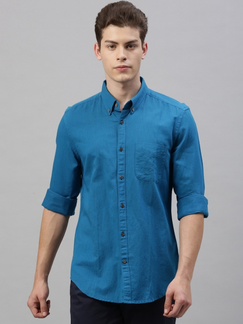 

RARE RABBIT Men Blue Tailored Fit Solid Casual Shirt