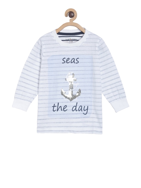 

TALES & STORIES Boys White Printed Round Neck T-shirt