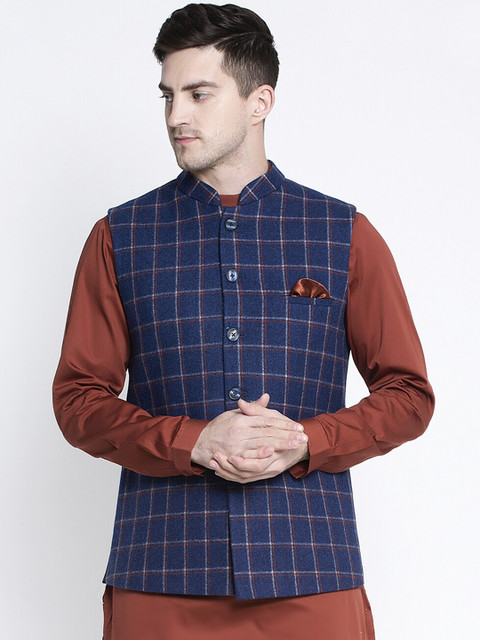 

MAXENCE Navy Blue Pure Cotton Waistcoat