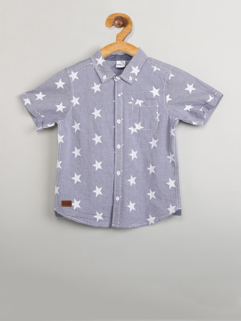 

max Boys Grey Printed Polo Collar T-shirt