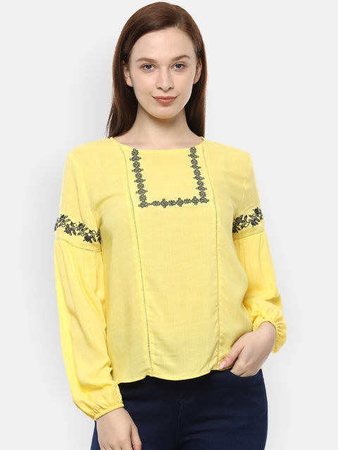 

Van Heusen Woman Women Yellow Solid Top