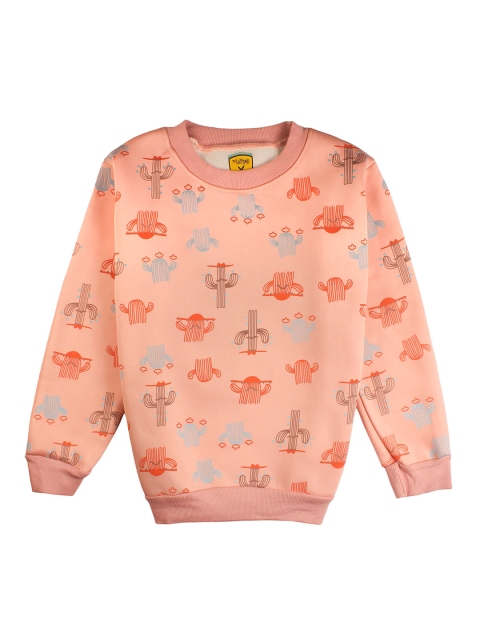 

Lil Lollipop Girls Peach-Coloured Printed Sweatshirt