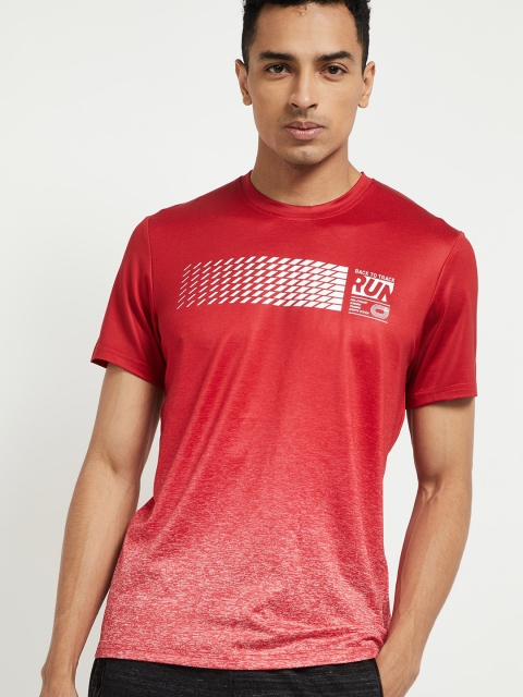 

max Men Red & White Printed Round Neck T-shirt