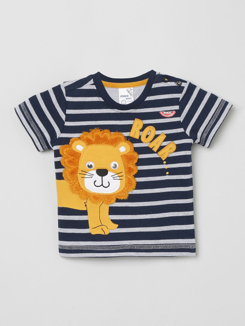 

max Boys Multicoloured Striped V-Neck T-shirt, Multi