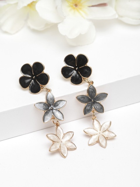 

AVANT-GARDE PARIS Black & Off-White Floral Drop Earrings