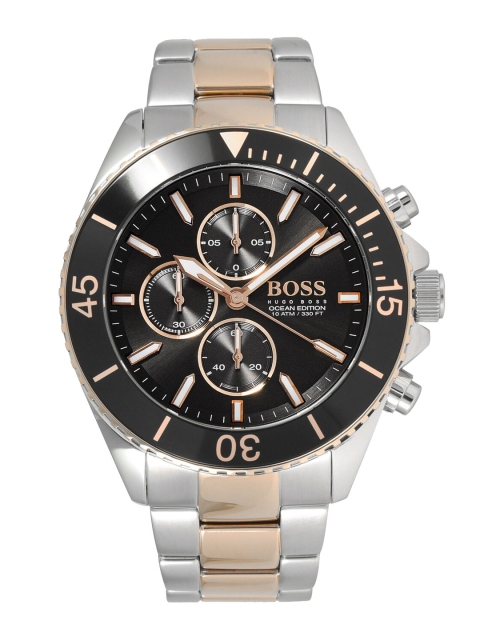 

Hugo Boss Men Silver-Toned & Black Chronograph Watch 1513705