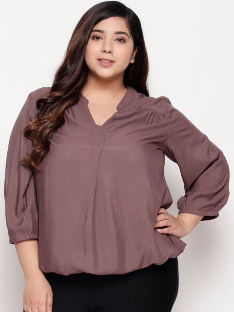 

Amydus Women Brown Solid Plus Size Blouson Top