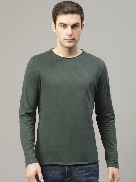 

LINDBERGH Men Green Solid Round Neck T-shirt
