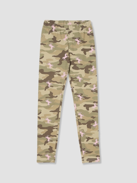 

GAP Girls Green Camouflage Print Leggings In Stretch Jersey