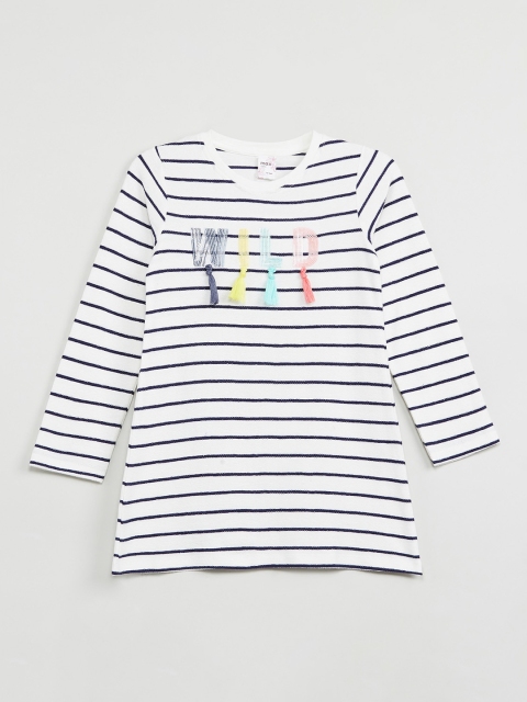 

max Girls Off-White Striped High Neck T-shirt