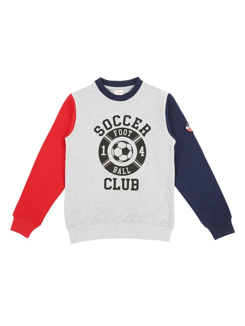 

RAINE AND JAINE Boys Grey Melange & Red Printed Sweatshirt