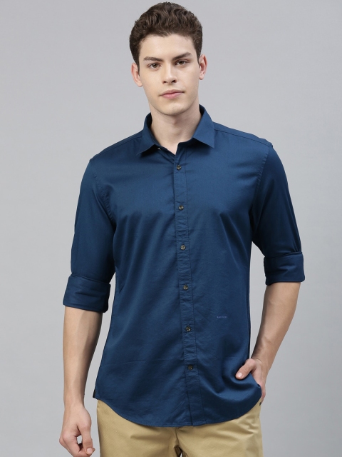 

RARE RABBIT Men Blue Tailored Fit Solid Casual Shirt