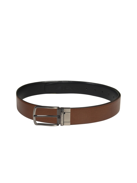 

CHRISTOPOLO Men Black & Brown Reversible Textured Leather Belt