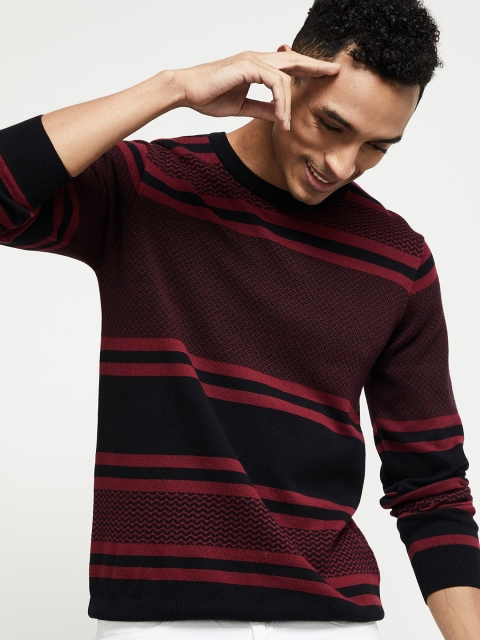 

max Men Black & Red Printed Cotton Round Neck T-shirt