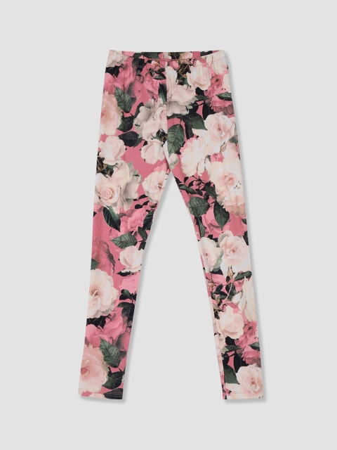 

The Childrens Place Girls Pink & Green Printed Ankle-Length Leggings
