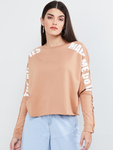 

max Women Peach-Coloured Printed Sweatshirt