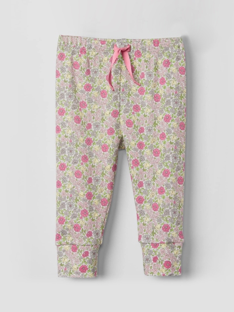 

GAP Baby Boys Beige & Pink Floral Print Banded Pants