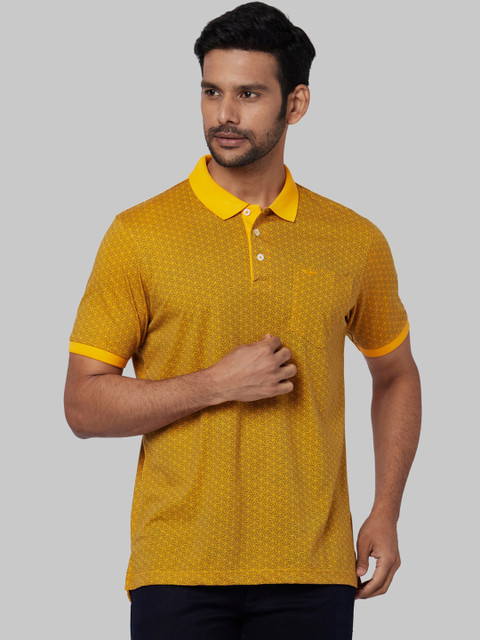 

Park Avenue Men Yellow Solid Polo Collar T-shirt