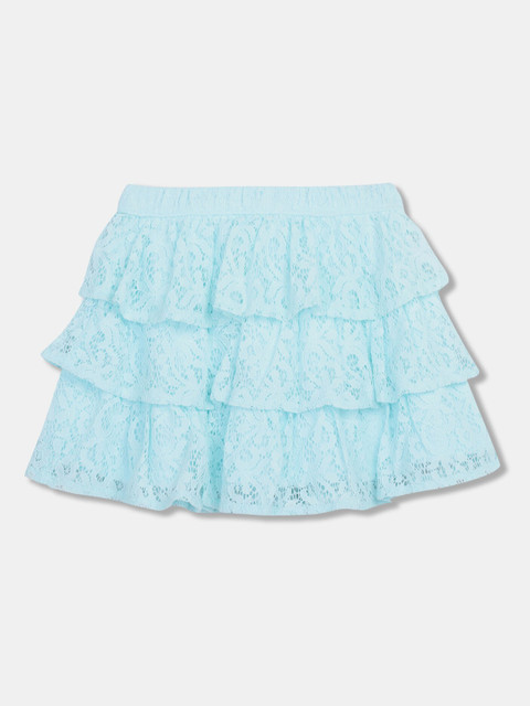 

The Childrens Place Girls Blue Lace Tiered A-Line Mini Skirt with Attached Shorts