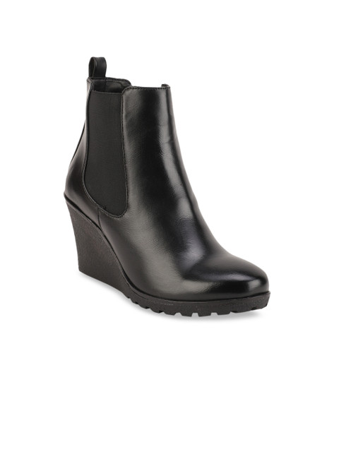 

Bruno Manetti Women Black Solid Heeled Boots