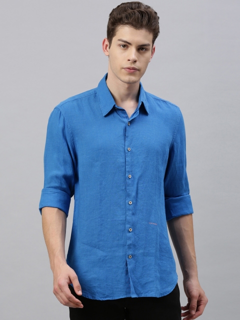 

RARE RABBIT Men Blue Tailored Fit Solid Casual Shirt