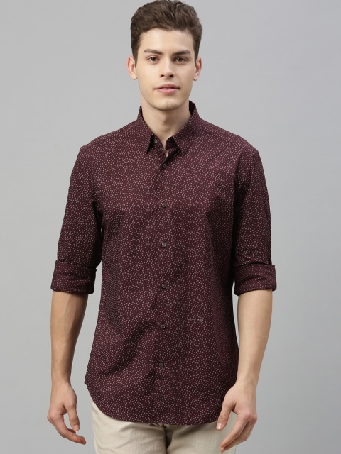 

RARE RABBIT Men Maroon Tailored Fit Printed Casual Shirt