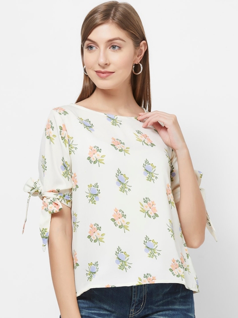 

109F Women White Printed Top