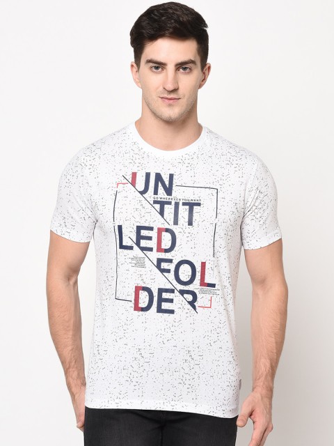 

Duke Men White Printed Round Neck T-shirt