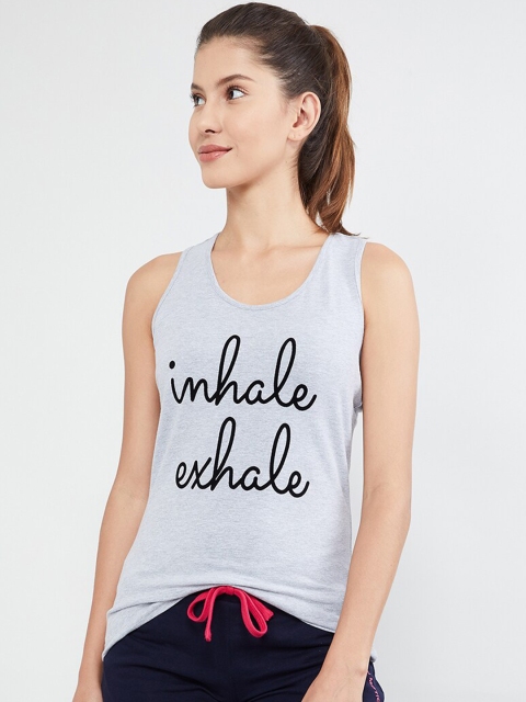 max Women Grey Melange Printed Tank Top