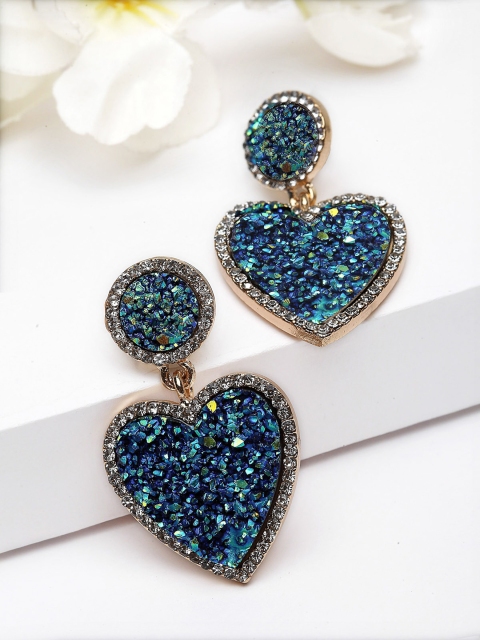 AVANT-GARDE PARIS Gold-Plated & Blue Heart Shaped Drop Earrings