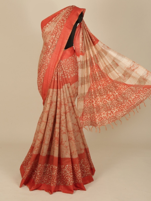 

Pothys Cream-Coloured Checked Saree