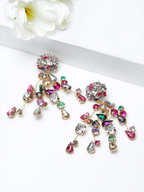 

AVANT-GARDE PARIS Multicoloured & Gold-Plated Contemporary Drop Earrings, Multi