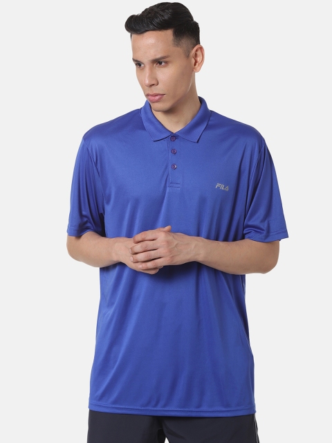 

FILA Men Blue Solid Polo Collar T-shirt