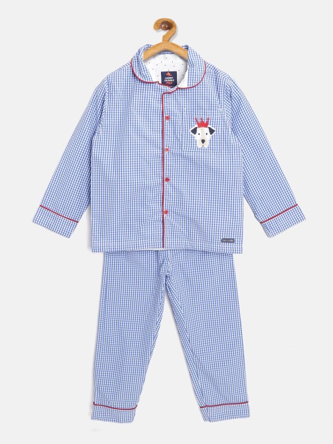 

Cherry Crumble Boys Blue & White Checked Night Suit