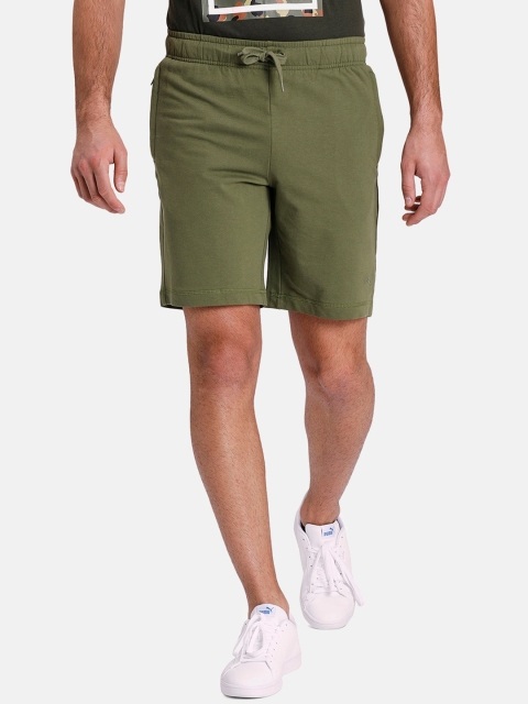 

Puma Men Olive Green Solid Regular Fit Regular Shorts
