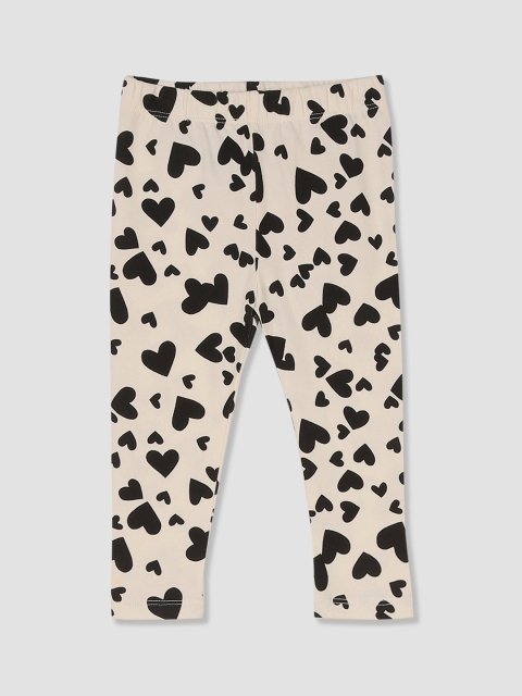 

GAP Girls Cream & Black Printed Ankle Length Leggings