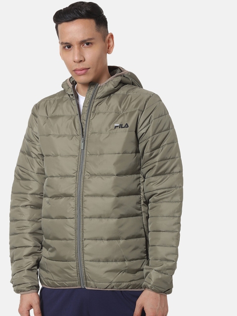 

FILA Men Olive Green Solid Padded Jacket