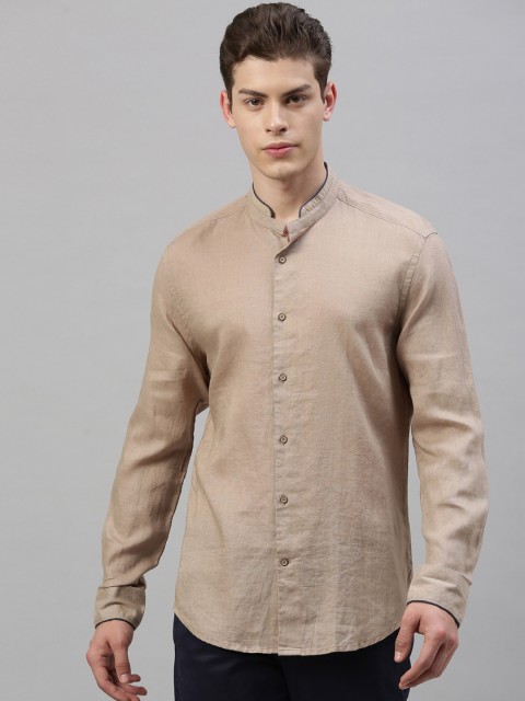 

RARE RABBIT Men Beige Tailored Fit Solid Casual Shirt