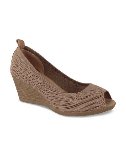 

CALZADO Women Beige Woven Design Peep Toes