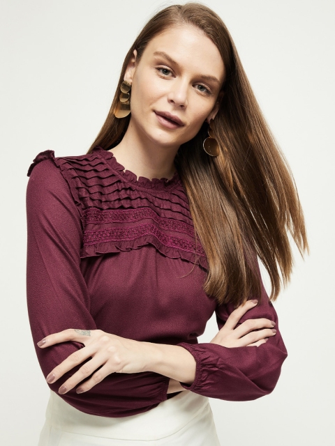 

max Women Maroon Solid Top