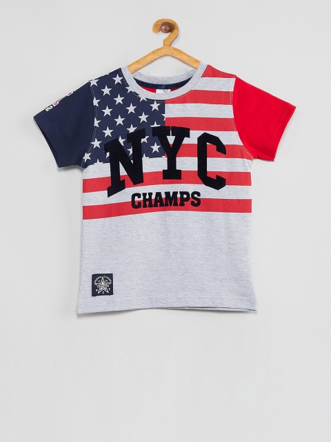 max Boys White & Red Printed Round Neck T-shirt