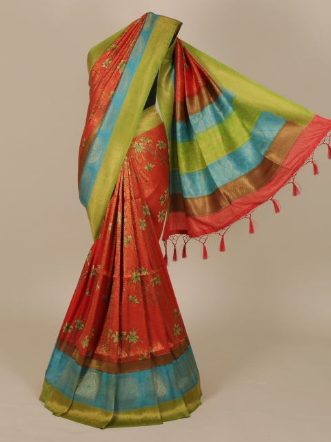 

Pothys Red & Green Jute Silk Woven Design Saree