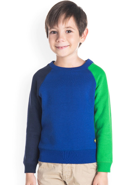 

Cherry Crumble Boys Blue & Green Colourblocked Sweatshirt