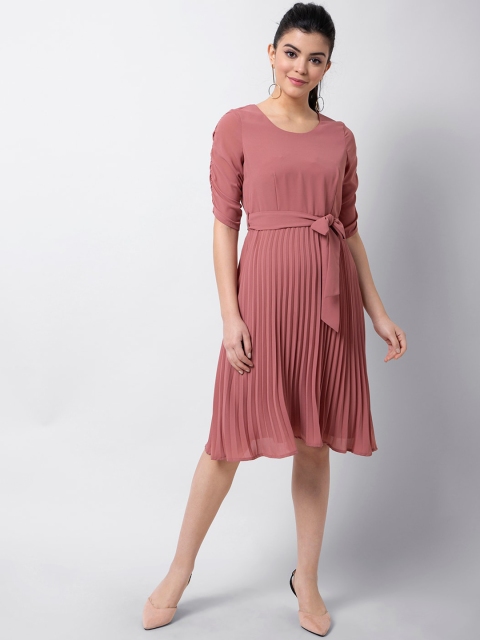 

FabAlley Women Pink Solid A-Line Dress
