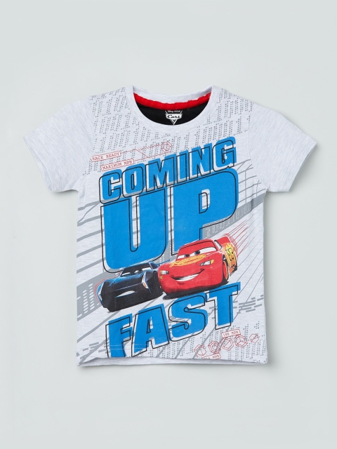 

max Boys Grey Printed Round Neck T-shirt