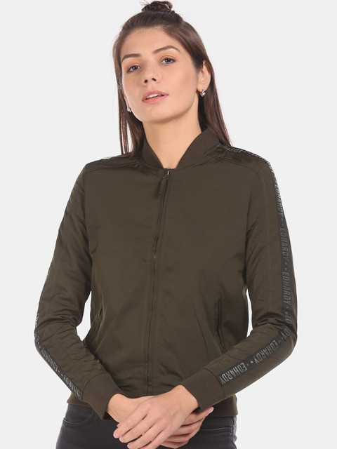 

Ed Hardy Women Green Solid Tailored Jacket