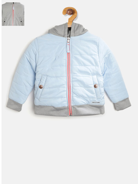 

Cherry Crumble Boys Grey Solid Reversible Padded Jacket