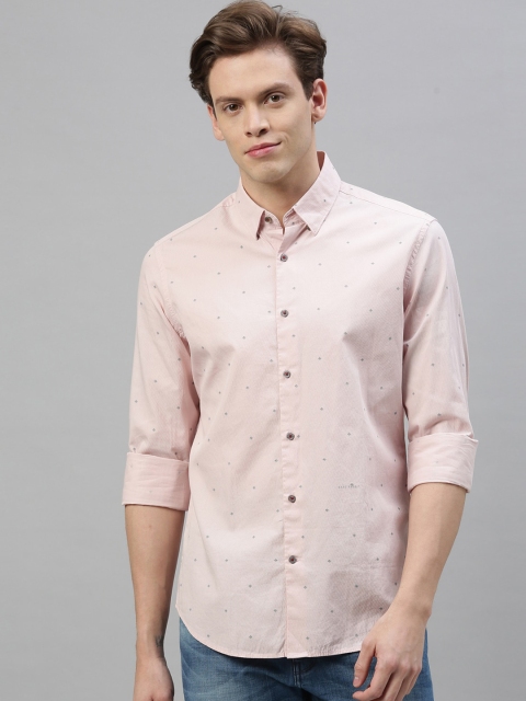 

RARE RABBIT Men Pink Tailored Fit Self Design Casual Shirt